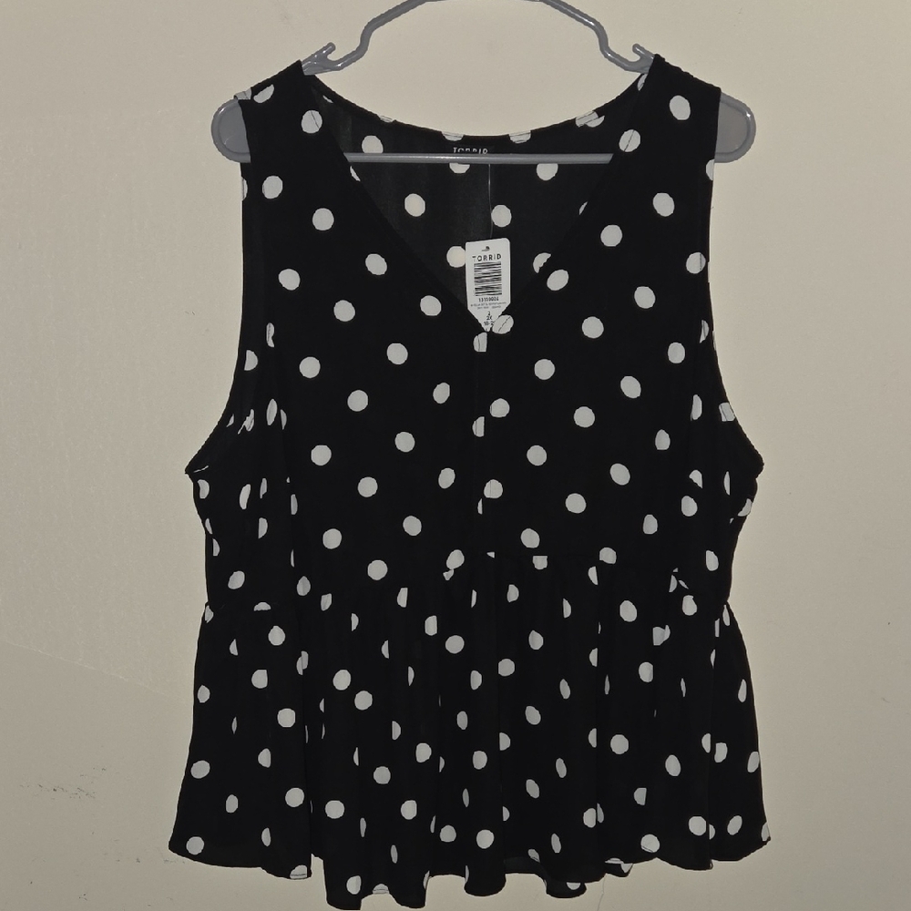 Torrid Black and White Polka Dot Blouse